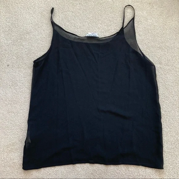 Jaeger womens m black camisole tank top sheer great britain feminine flowy - Picture 3 of 3